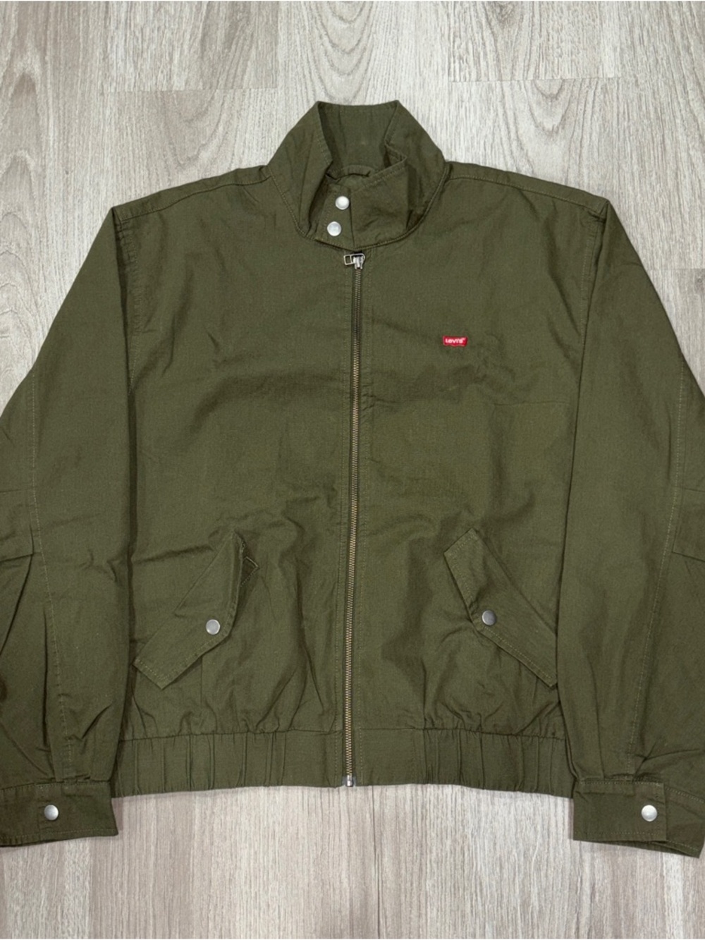 Levi's Zip Jacket Mens M Olive Green Harrington Lightweight Casual